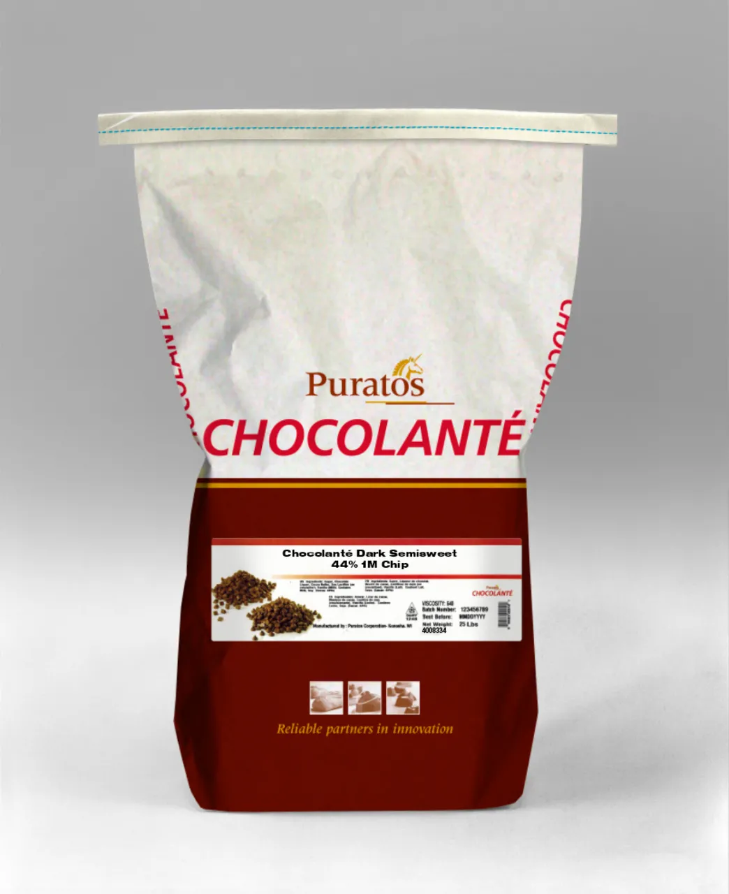 まめ　クール便発送　Puratos CHOCOLANTÉ ダーク 20キロ Chocolanté Dark Semisweet 44% 1M Chip - Puratos